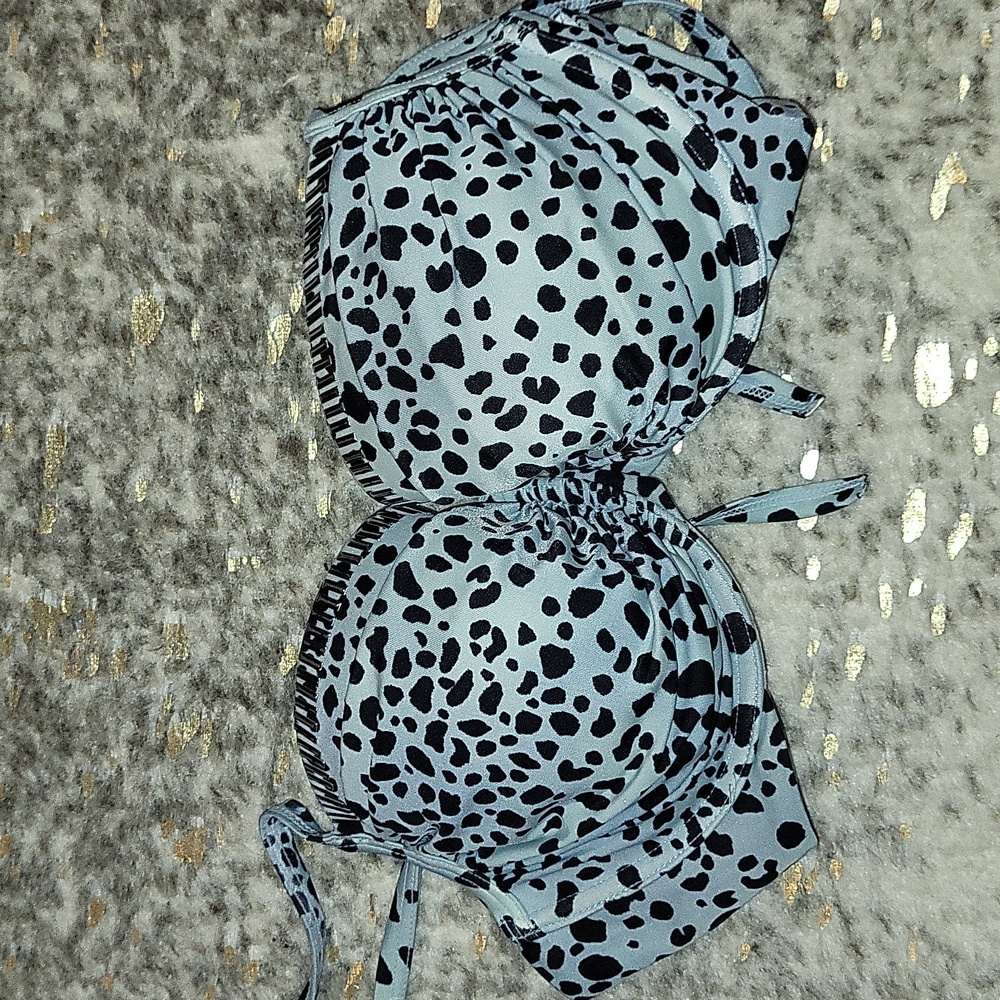 Victorias Secret Blue and Black Animal Print Bikini Top